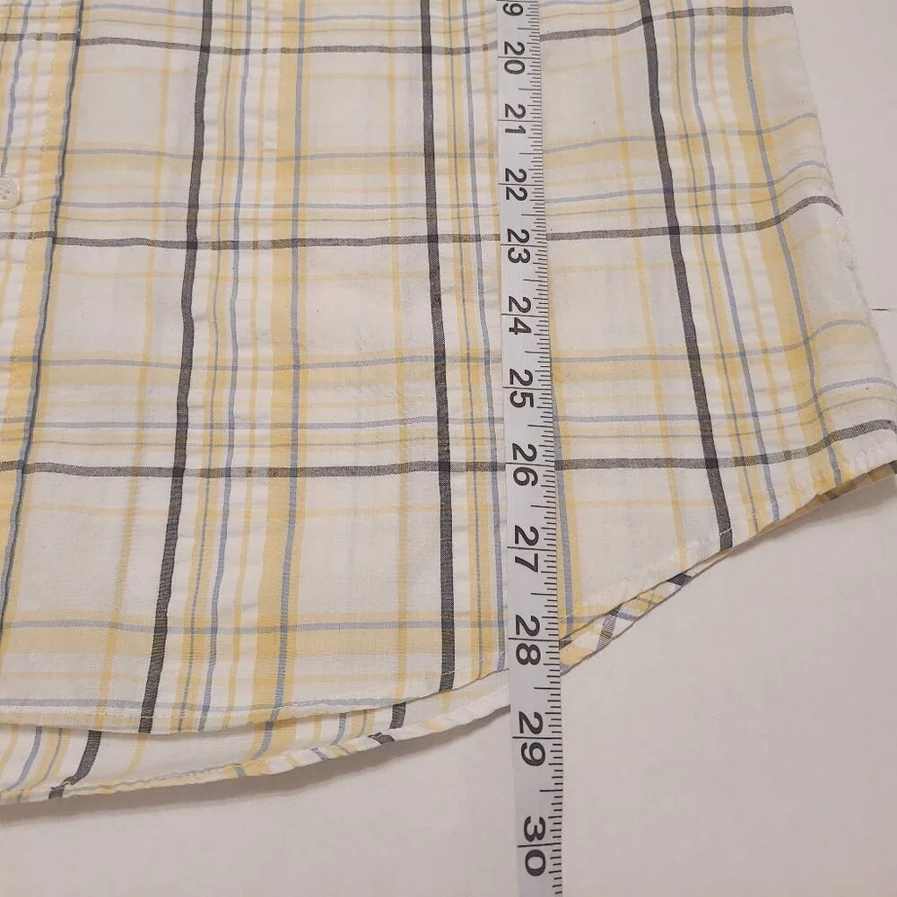 Arrow Classic Fit - Button-Down Shirt Men’s Med Yellow Blue Plaid Short Sleeve - Picture 8 of 8